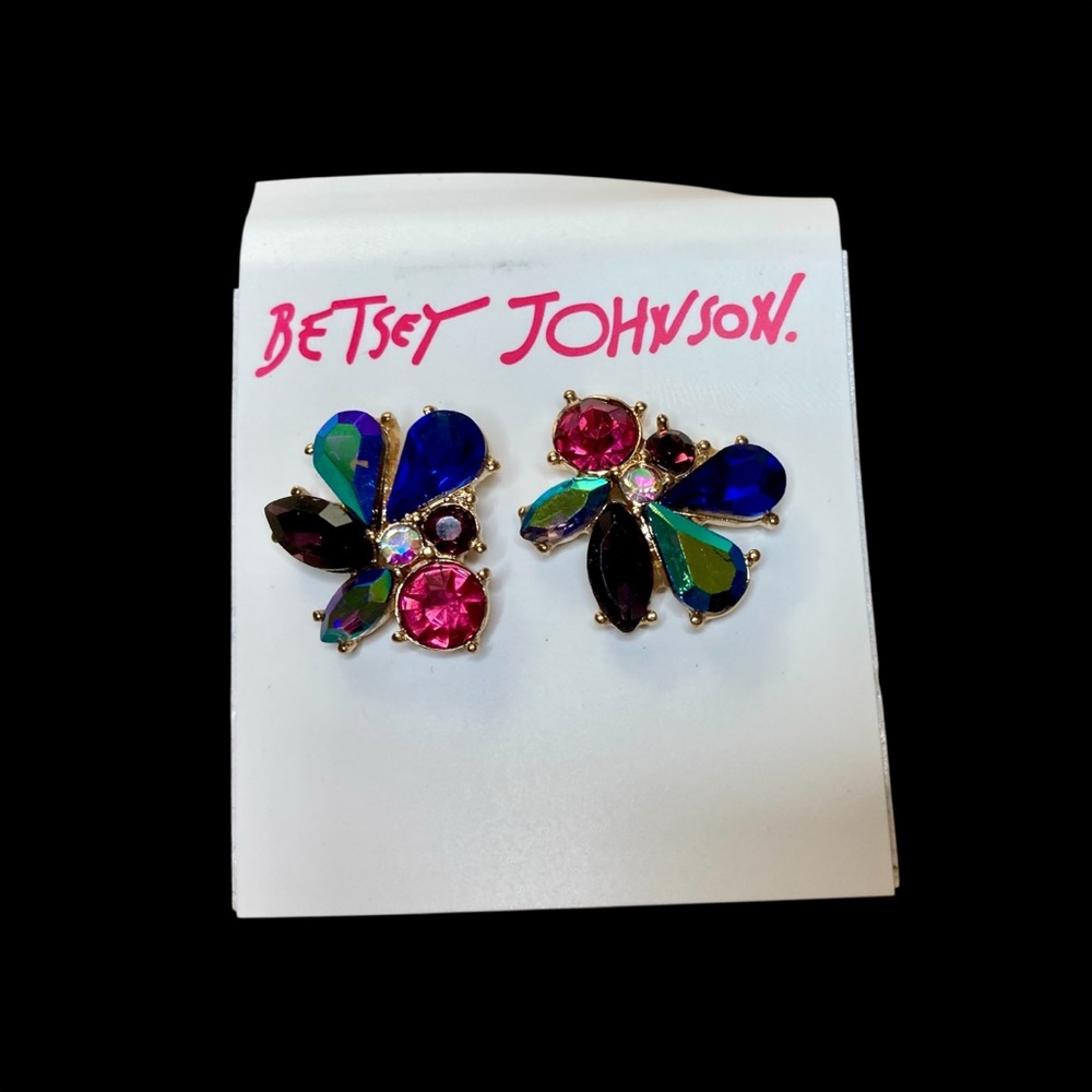 BETSEY JOHNSON Multicolored Jewel Cluster Post Earrings